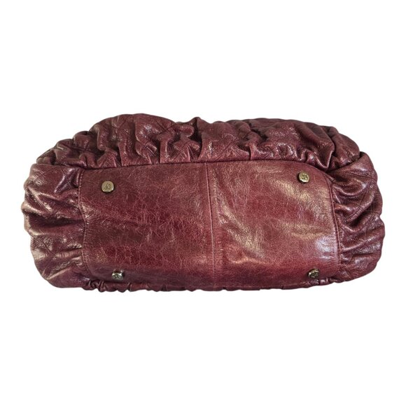 Donald J Pliner Plum/Wine/Burgundy Large Leather Handbag Purse Geometric Pattern - Picture 8 of 15